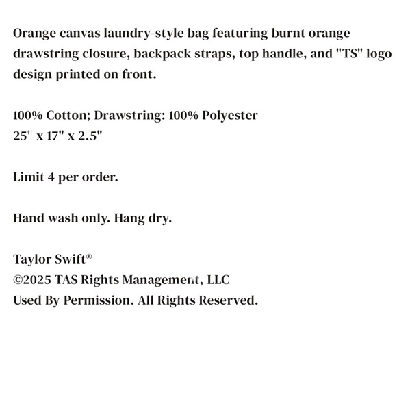 Taylor Swift life of a showgirl laundry bag backpack - Picture 3 of 6